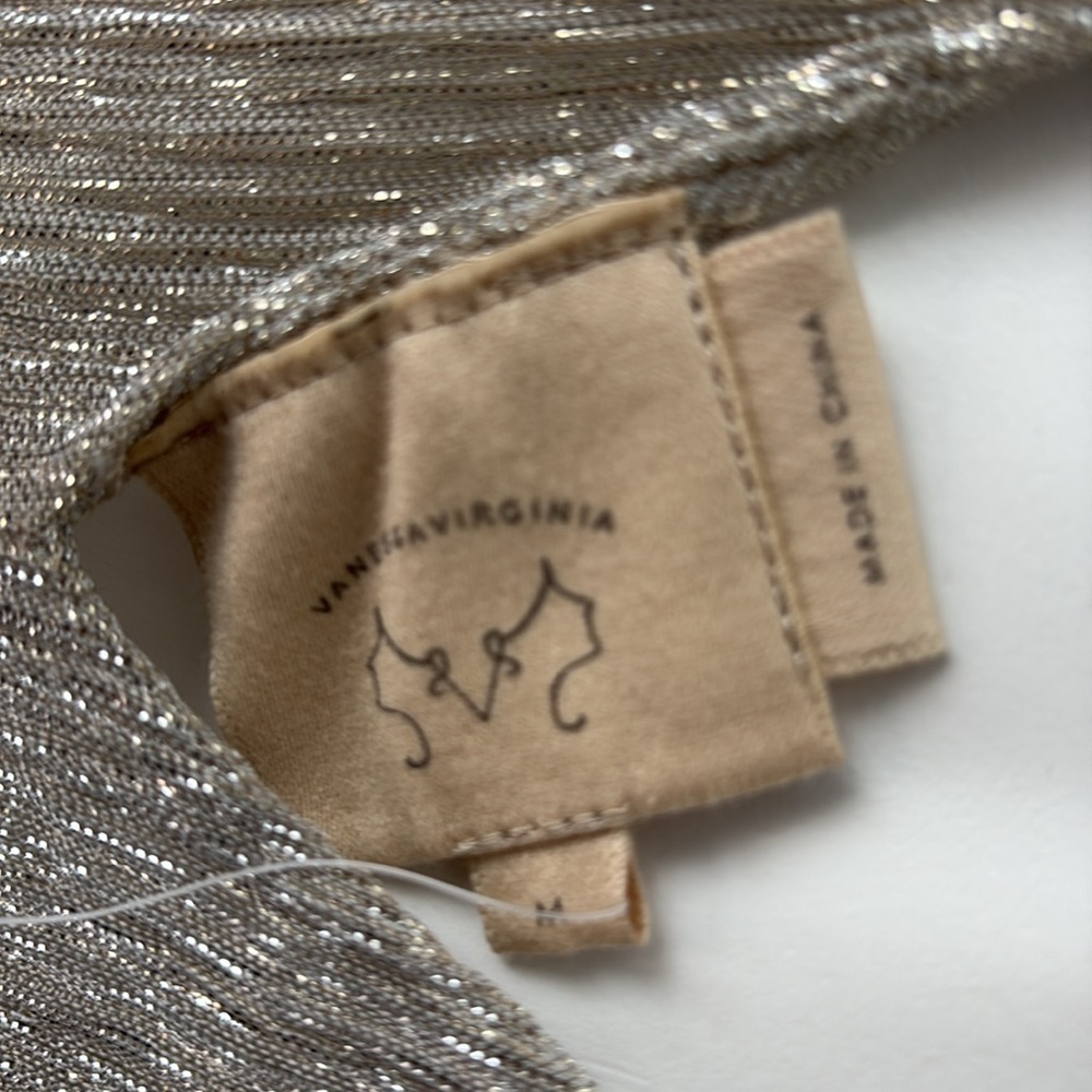 ANTHROPOLOGIE VANESSA VIRGINIA Metallic Silver Top Medium NEW - Picture 9 of 11